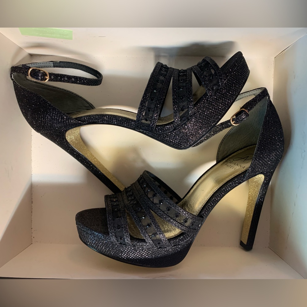 Adrianna Papell Black Ankle Strap Heels